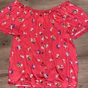 pink rose off the shoulder top